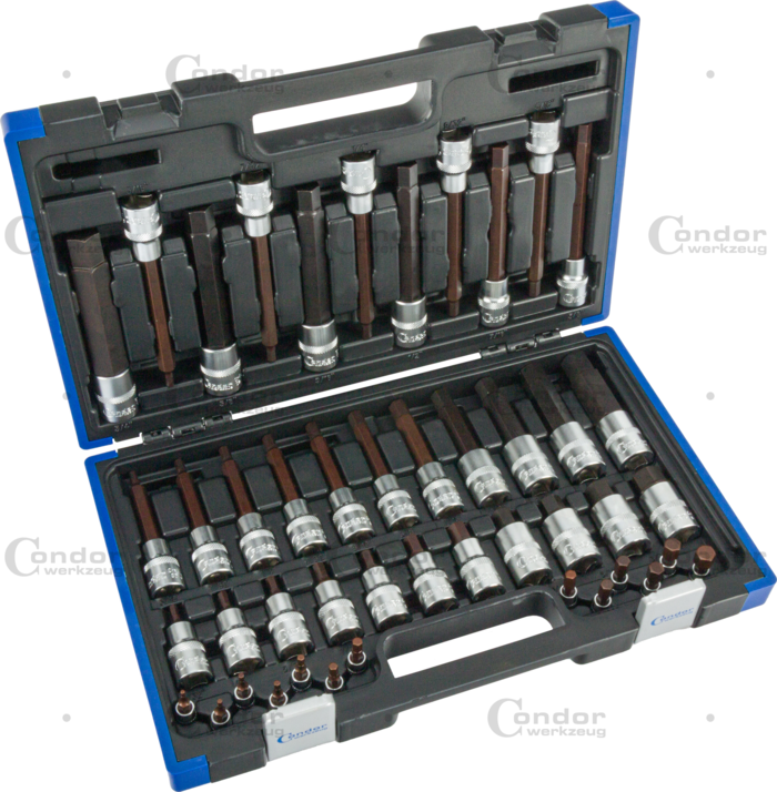 Hylsbitsats, 46 del., 1/4"+1/2", insex tum 3/32-3/4"