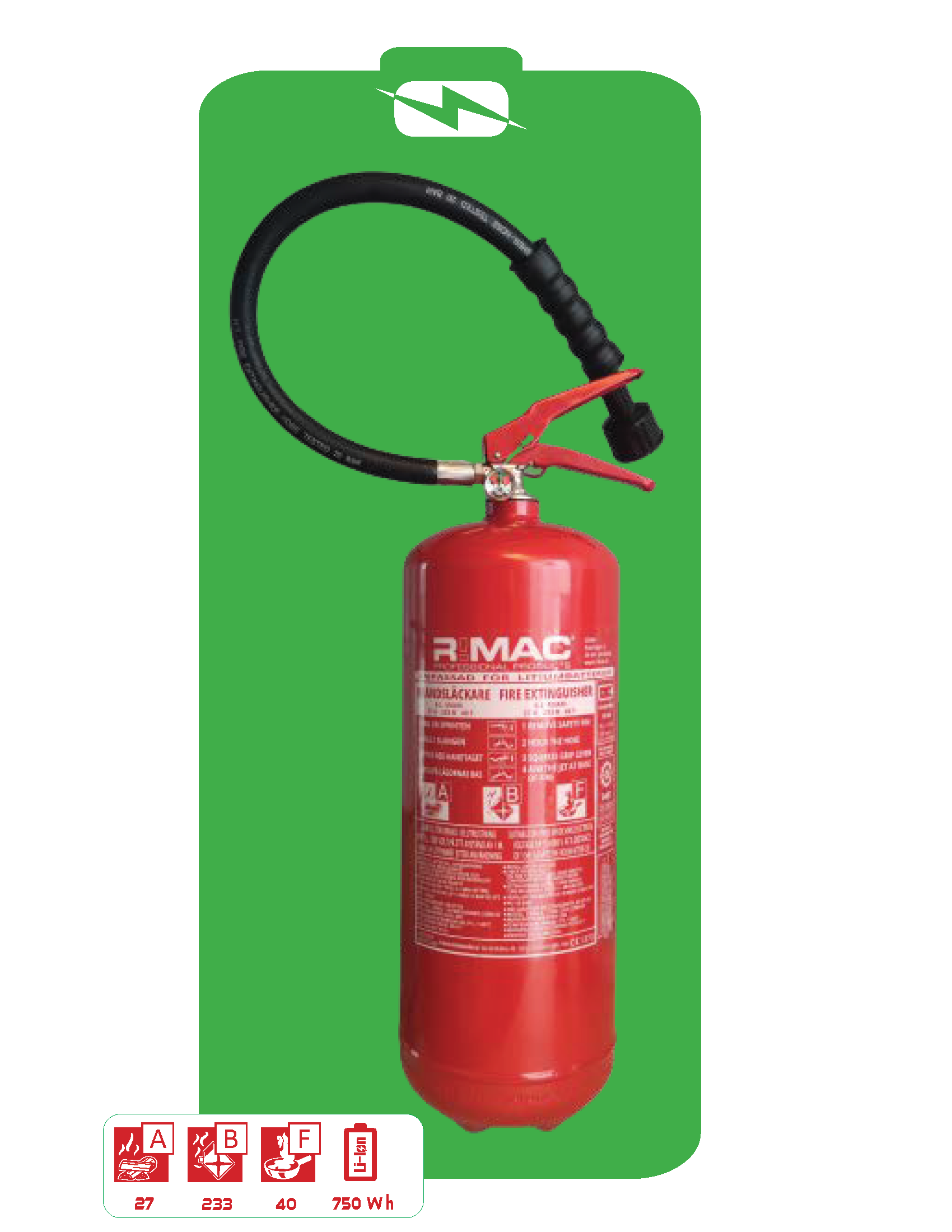 R!mac Brandsläckare Abf Skum + Lithium Släckare 6l