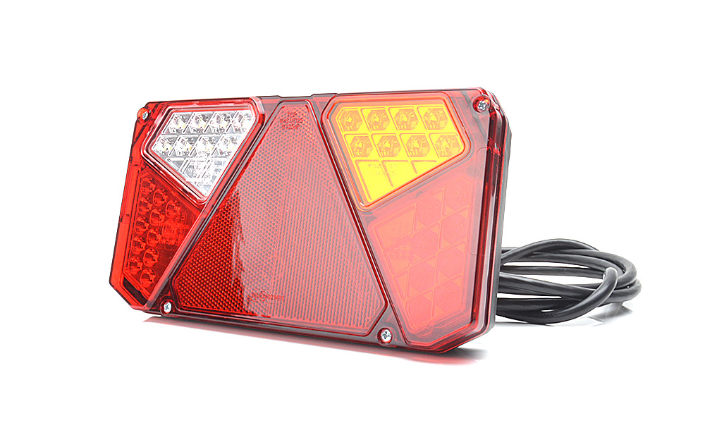 Strands baklampa 5 kammare LED höger,12-24V DC Bak, broms, back, dim, blink