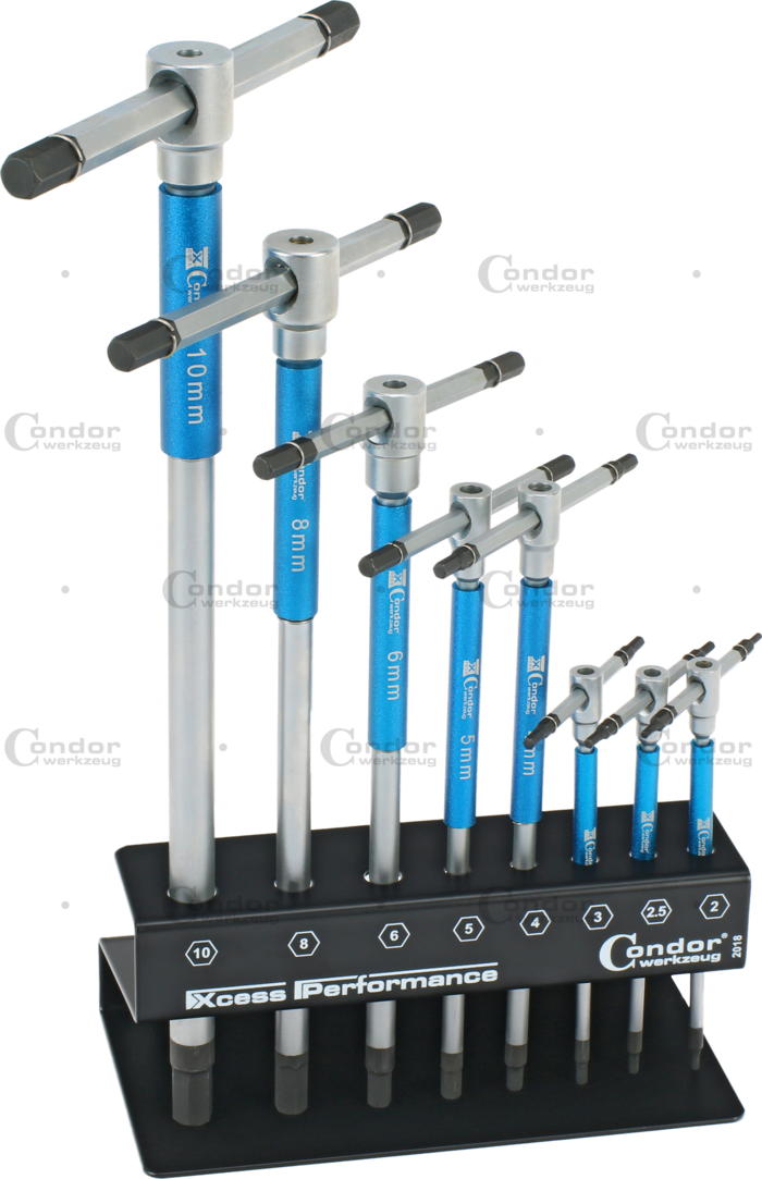 3-Vägs T-Handtagnyckel Set, 8 delar., 6-kant 2-10 mm