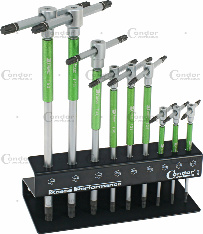 3-Vägs T-Handtagnyckel Set, 9 delar., torx&nbsp;T10-50