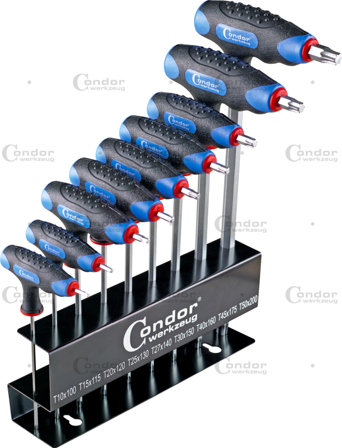 T-handtag Torxnyckel Set, 9 delar., T10-50