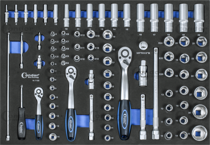Hylsa Set i Foam 3/3, 85 delar., 1/4+3/8+1/2"