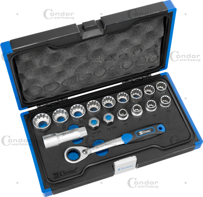 Genomgående Hylsa Set, 17 delar., Varioplus 10-24 mm