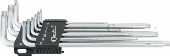 Vinkelnyckel Set, 9 delar., lång, torx T10-50
