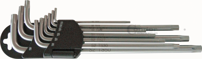 Vinkelnyckel Set, 9 delar., lång, 5-Stjärnig manipuleringssäker TS10-50