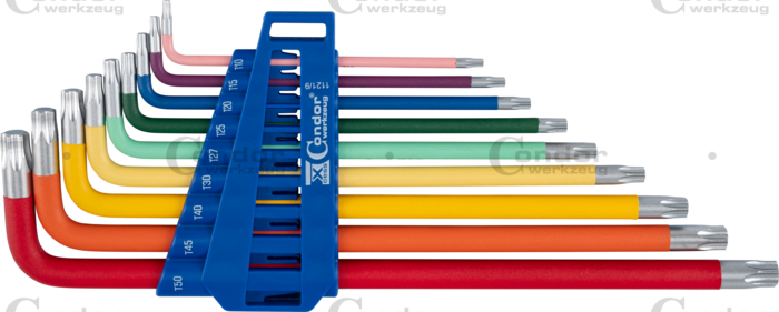Vinkelnyckel Set, 9 del., färgkodad, torx T10-50