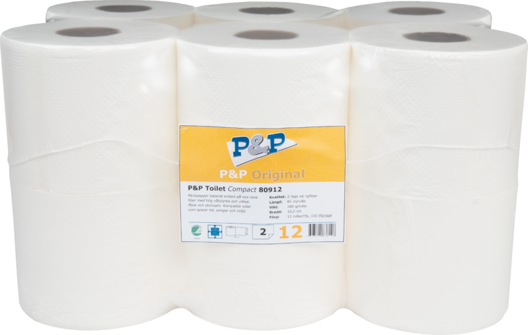 P&P toalettpapper  kompakt vit nyfiber 12x85m