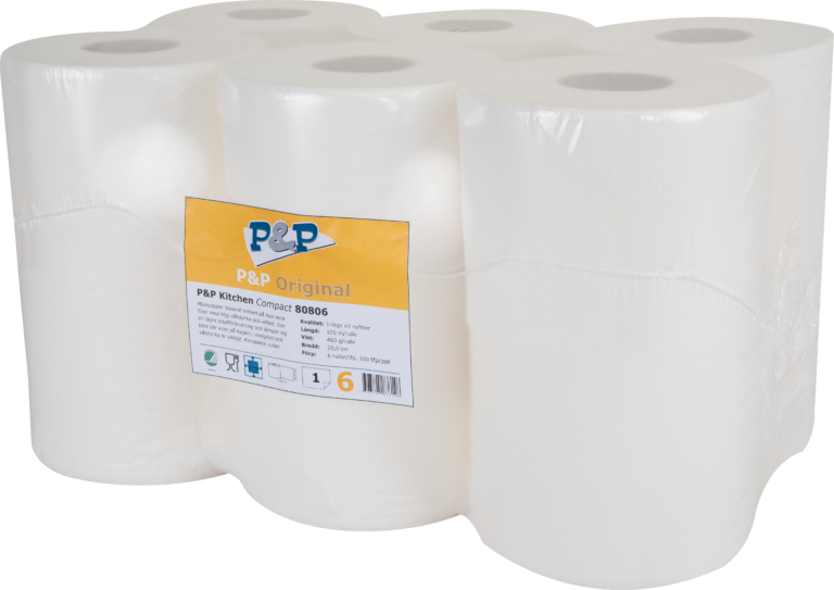 P&P kökpapper  kompakt vit nyfiber 6x100m