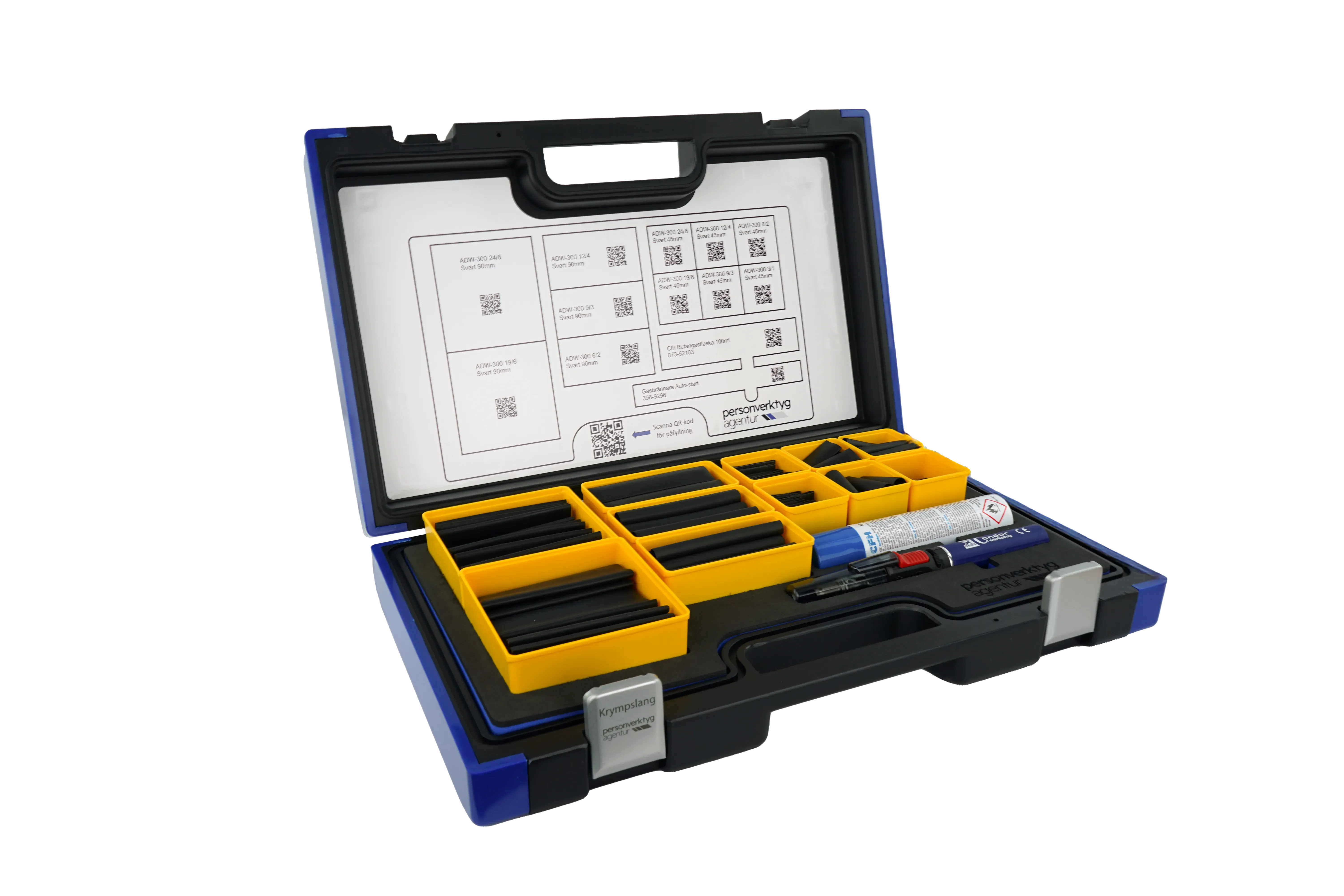 Sortimentslåda krympslang lim 550st gasbrännare