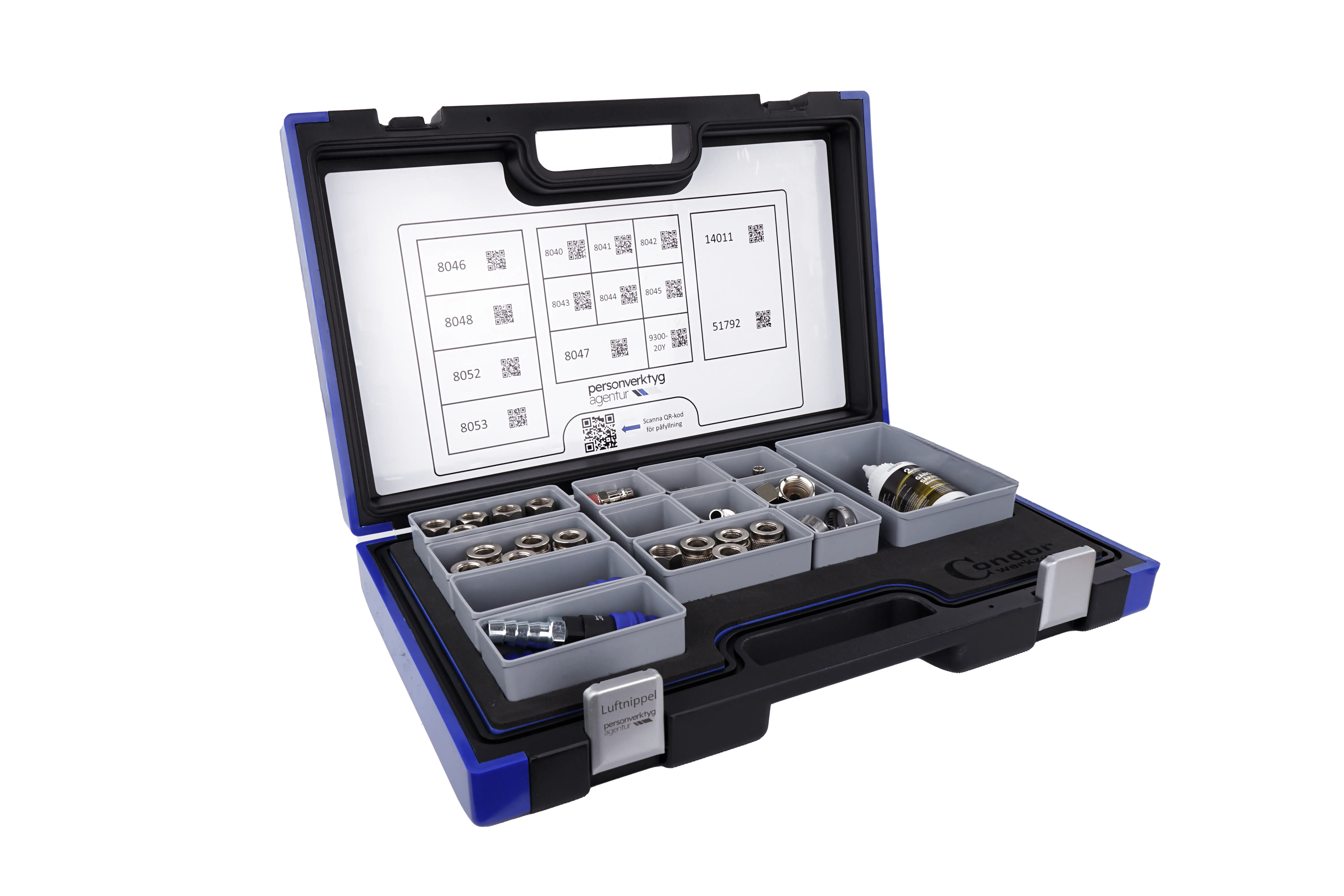 Sortimentslåda luftnipplar & kopplingar  75-delar