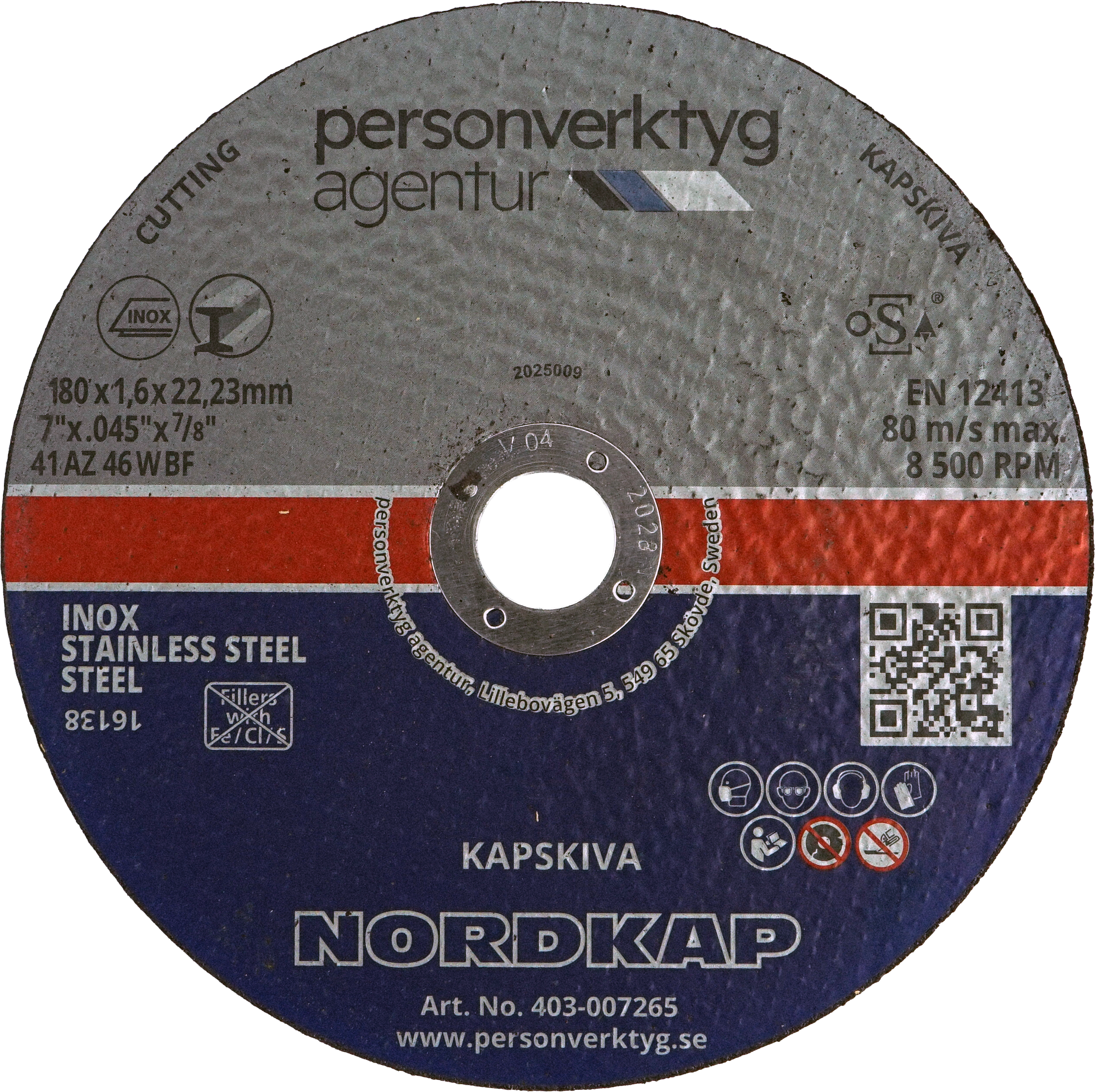 NORDKAP kapskiva 180x1,6x22,23 longlife