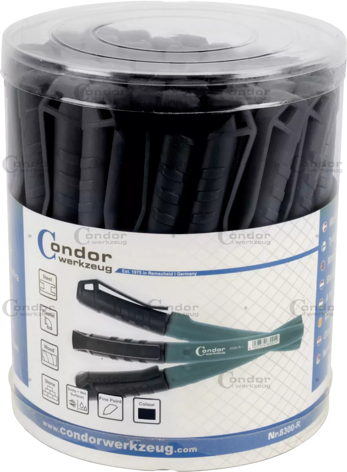 Markeringspennor, 50 st. i displayburk, svart