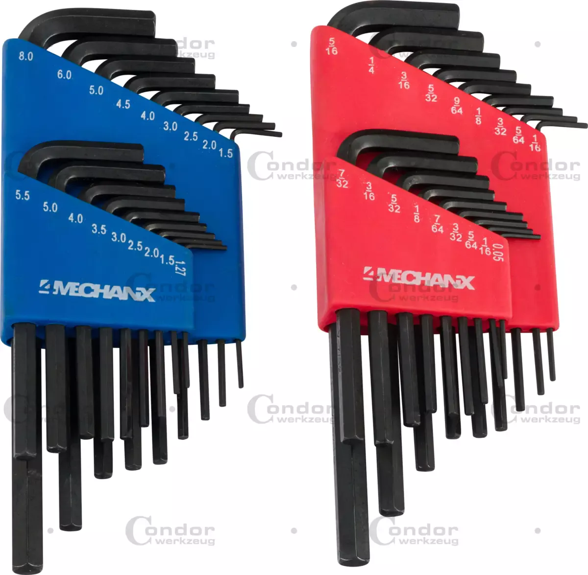 Insexnyckelsats, 36 del., 1 hållare vardera för metrisk och tum