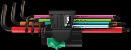 Wera 950 Spkl/7 B Sm Multicolour Magnetic L-key Set, Metric, Blacklaser 950 Spkl 1 X 1,5x90; 1 X 2,0