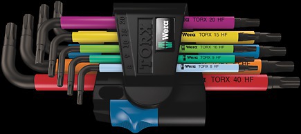 Wera 967 Sl/9 Torx Hf Multicolour L-key Set With Holding Function, Blacklaser 967 Sl Torx® Hf 1 X Tx