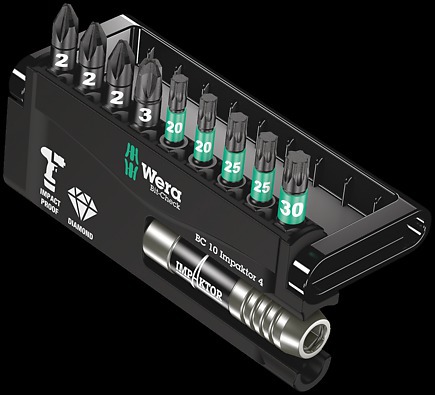 Wera Bit-check 10 Impaktor 4 Bits-assortment 897/4 Impaktor 1 X 1/4"x75;855/1 Imp Dc 3 X Pz 2x25; 1