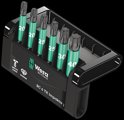 Wera Bit-check 6 Tx Impaktor 1 Bits For Tx Screws 867/4 Imp Dc 2 X Tx 20x50; 2 X Tx 25x50; 1 X Tx 30