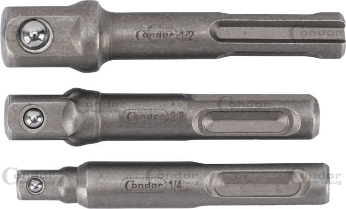 Adaptersats för SDS-borrmaskiner, 3 delar, 1/4+3/8+1/2"