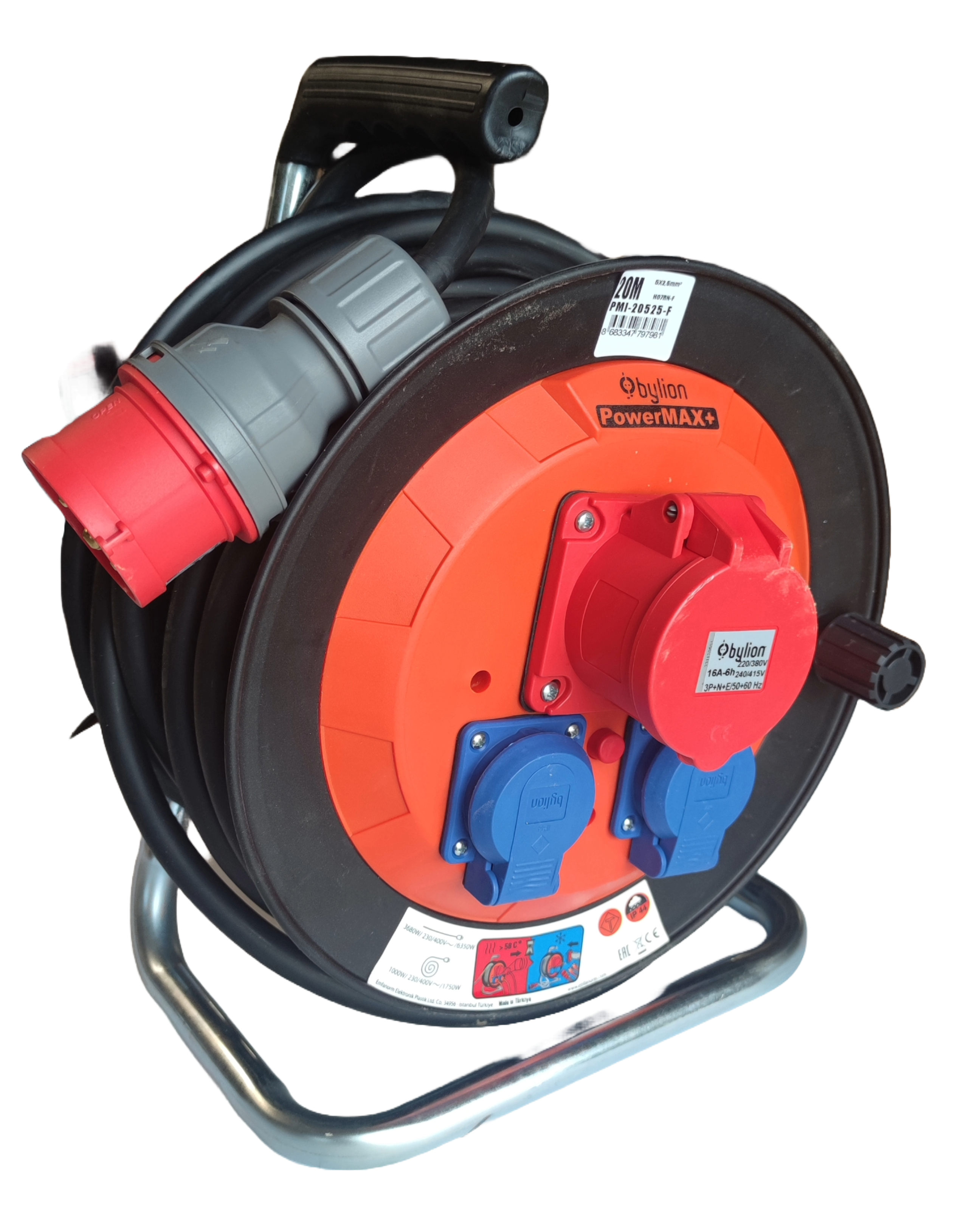 Elkabelvinda 380v 5x2,5mm²x20m Ho7rn-f 1x380+2x230v