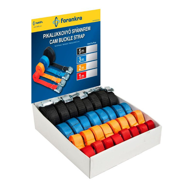  Kamlåssurrning 25 mm | Sortimentslåda | Längd: 1m 2m 3m 5m | 32 st | Brott: 250 kg