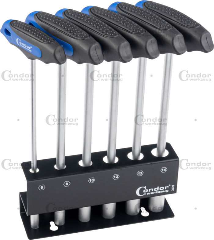 T-handtag Hylsnyckel Set, 6 delar., 230 mm, 6-kant 6-14 mm