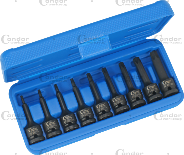 Krafthylsa Bit Set, 9 delar., 1/2", torx T20-60