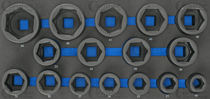 Krafthylsa Set i Foam 1/3, 16 delar., 3/4"