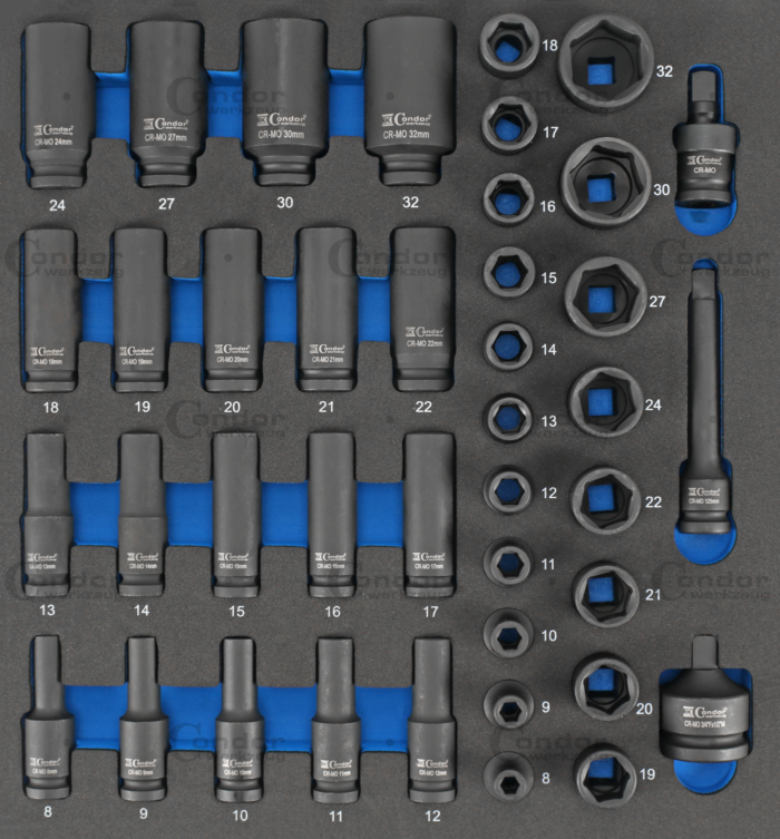 Krafthylsa Set i Foam 2/3, 41 delar., 1/2"