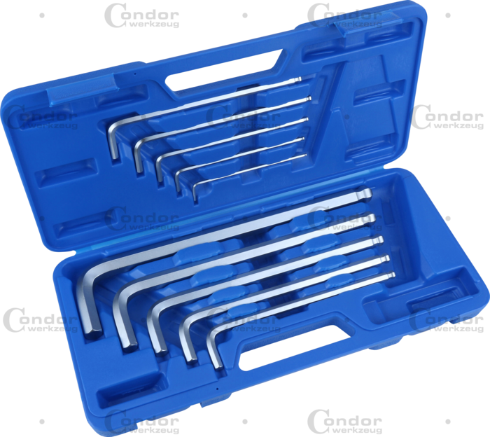 kula Vinkelnyckel Set, 10 delar., lång, Insex 3-17 mm