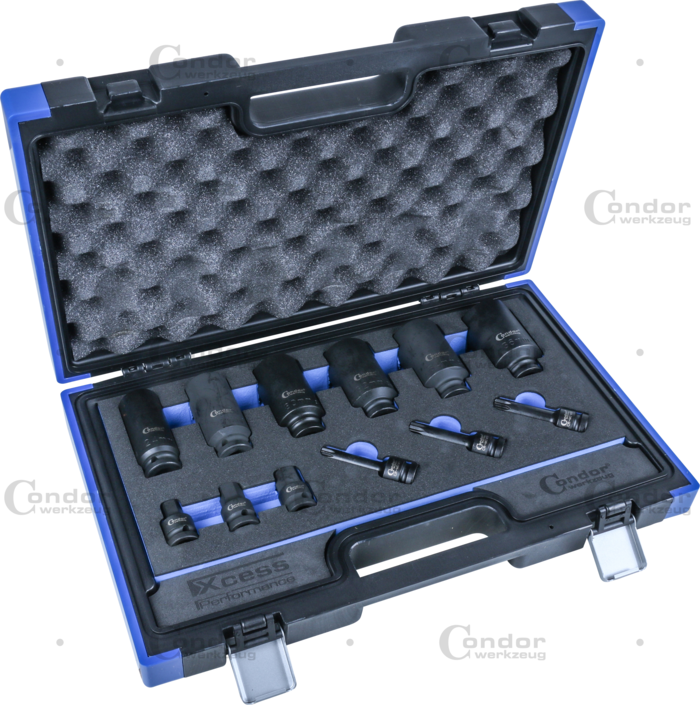 Drivaxel Hylsor, 12 delar., 1/2", 12-kant / spline / insex