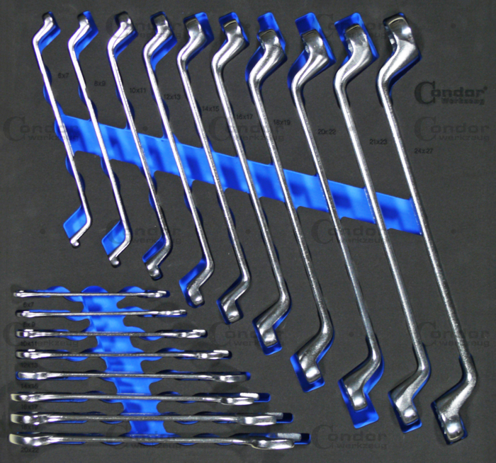 Blocknyckel 25-8T + Ringnycklar 10-10T i Foam 2/3, 18 delar.