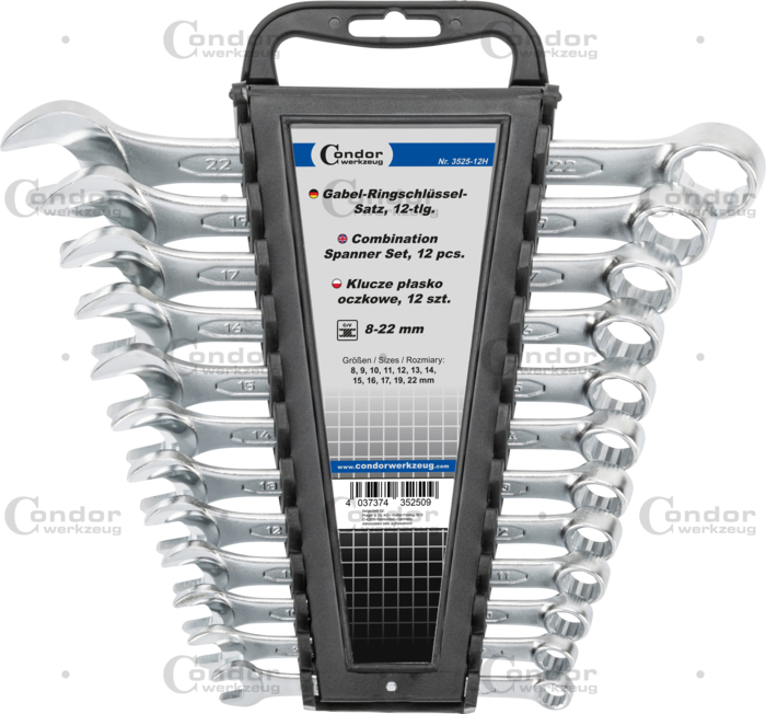 U-Ringnyckel Set, plastställ, 12 st, 8-22 mm