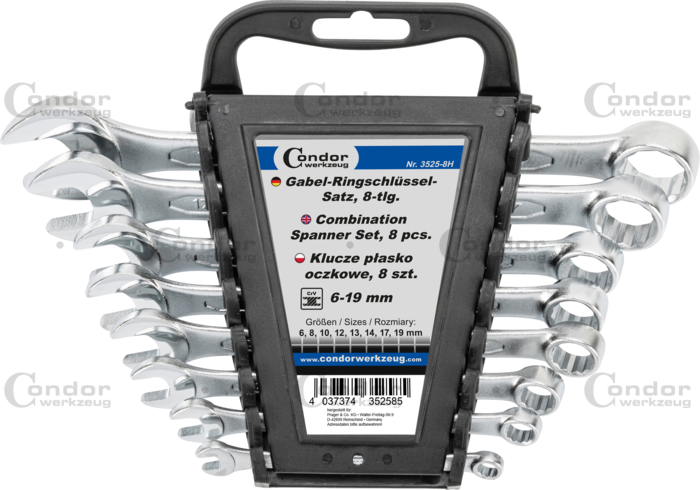 U-Ringnyckel Set, plastställ, 8 st, 6-19 mm