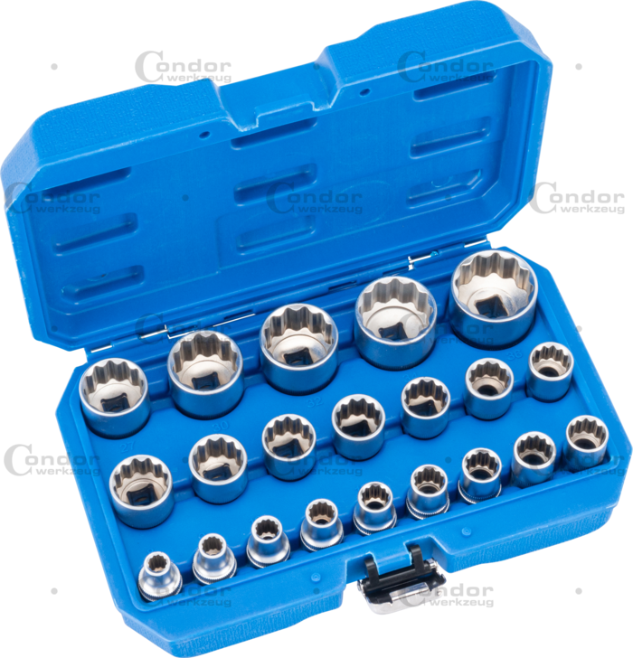 Hylsa Set, 21 delar., 1/2", 12-kant 8-36 mm