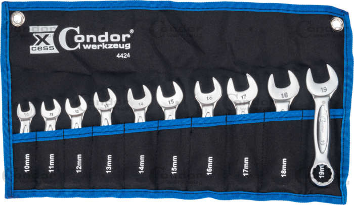 U-Ringnyckel Set, 10 delar., stubby, 10-19 mm