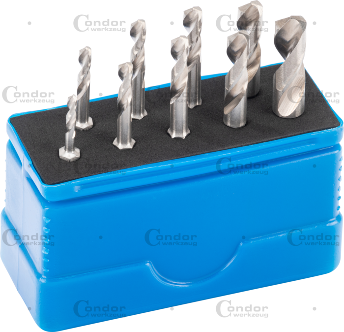 Spiralborr Bit Set, HSS-G M2, 1/4" sexkantskaft, 9 delar.