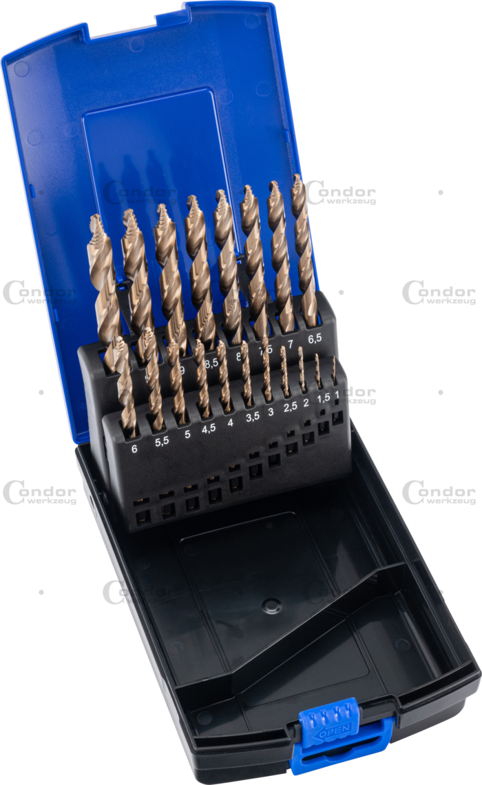 Spiralborr Set stegspets HSS-E Cobalt 5% 1-10mm