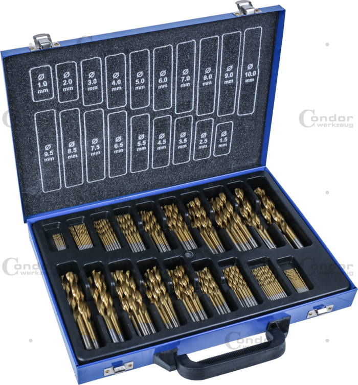 HSS Spiralborr Set, titanbelagd, 170 delar.