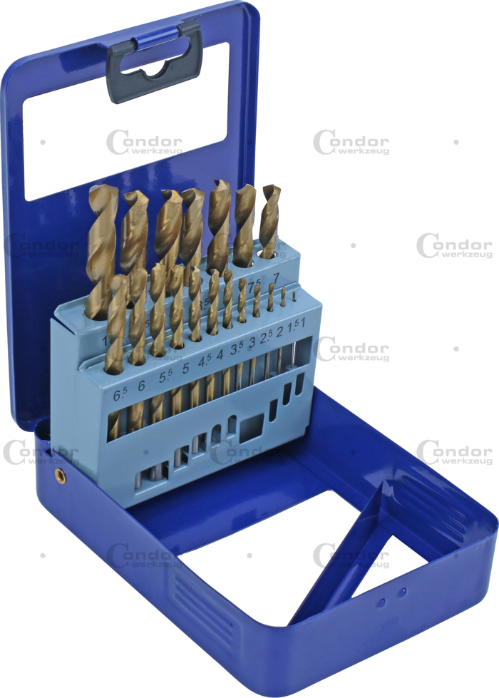 Titanbelagd HSS Spiralborr Set, 19 delar., 1-10 mm