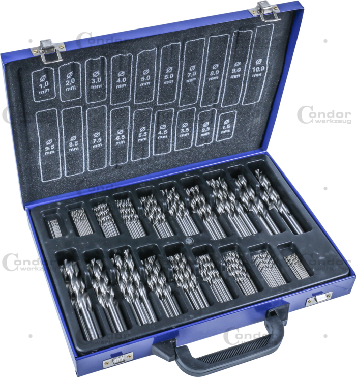 HSS Spiralborr Set, 170 delar., polerade kanter, 1-10 mm