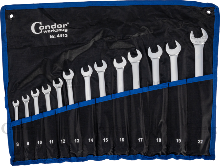 U-Ringnyckel Set, 13 delar., lång, 8-22 mm