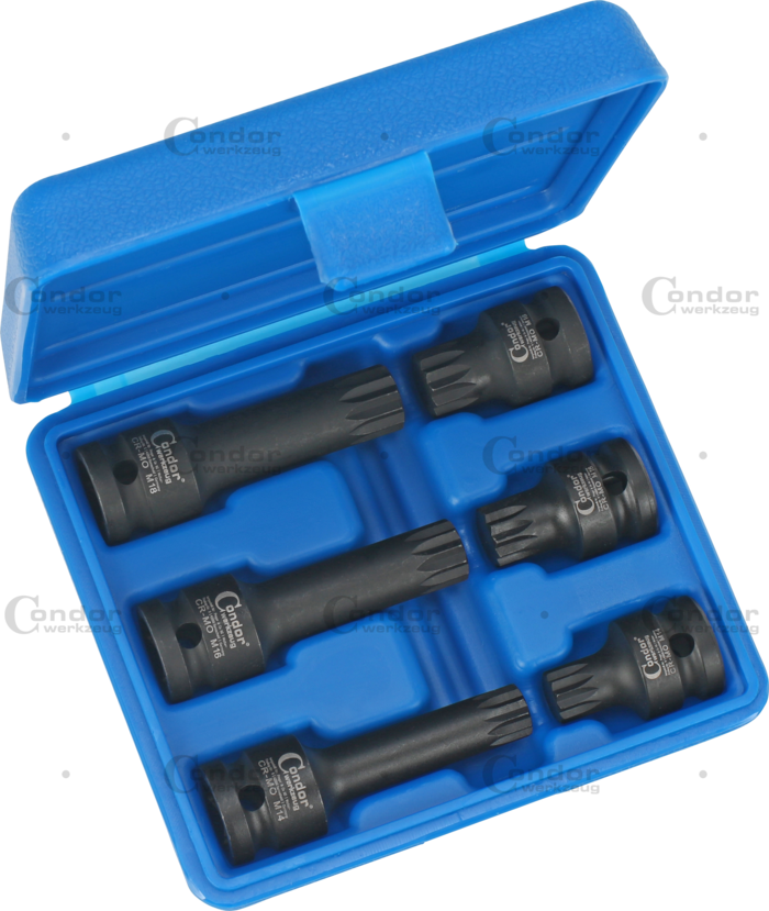 Krafthylsa Bit Set, 6 delar., 1/2", CrMo, spline M14-18