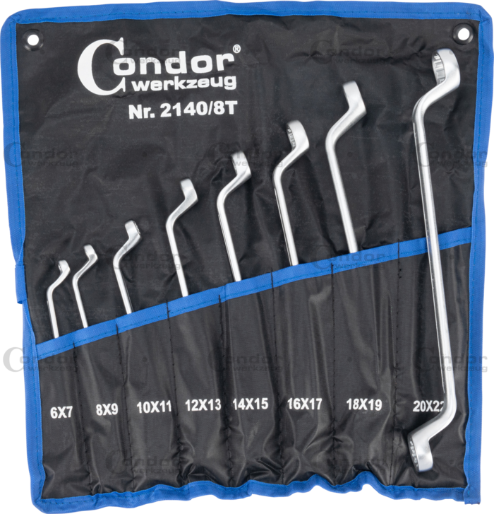 Ringnyckel Set, djupvinklad, 8 delar., 6-22 mm