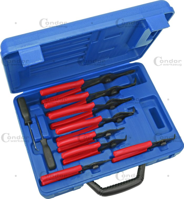 Låsringstång Set, 10 delar., vändbar topp