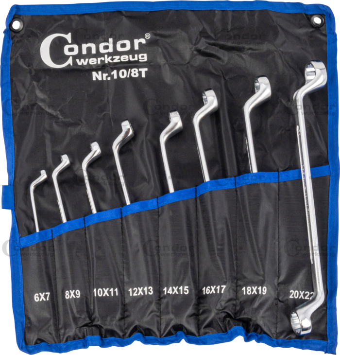 Ringnyckel Set, djupvinklad, 8 delar., 6-22 mm