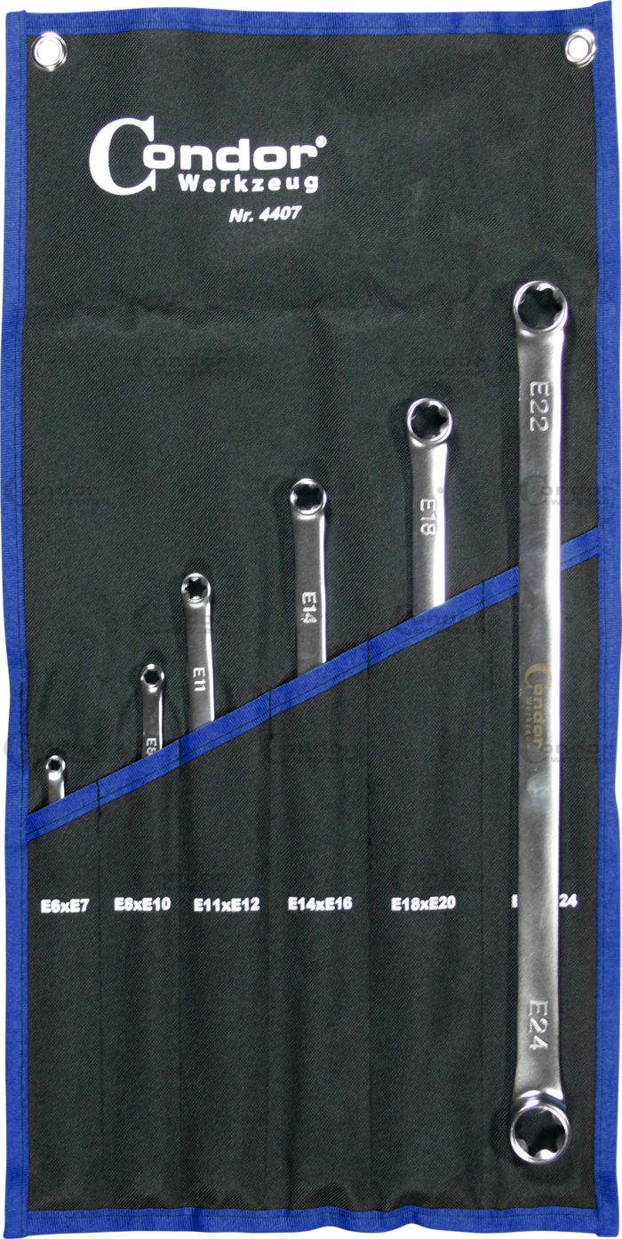 Ringnyckel Set, 6 delar., platt+lång, E6-24