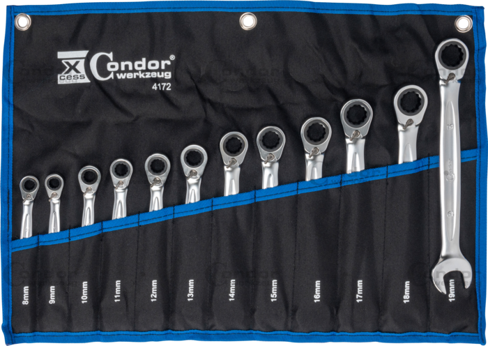 U-Ring Spärrnyckelsats omställbar 12-del