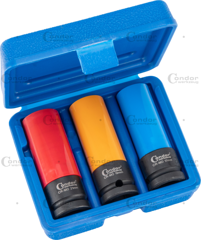 Hjulmutter Hylsor, 3 delar., 1/2", 85 mm, CrMo, 6-kant 17-21 mm