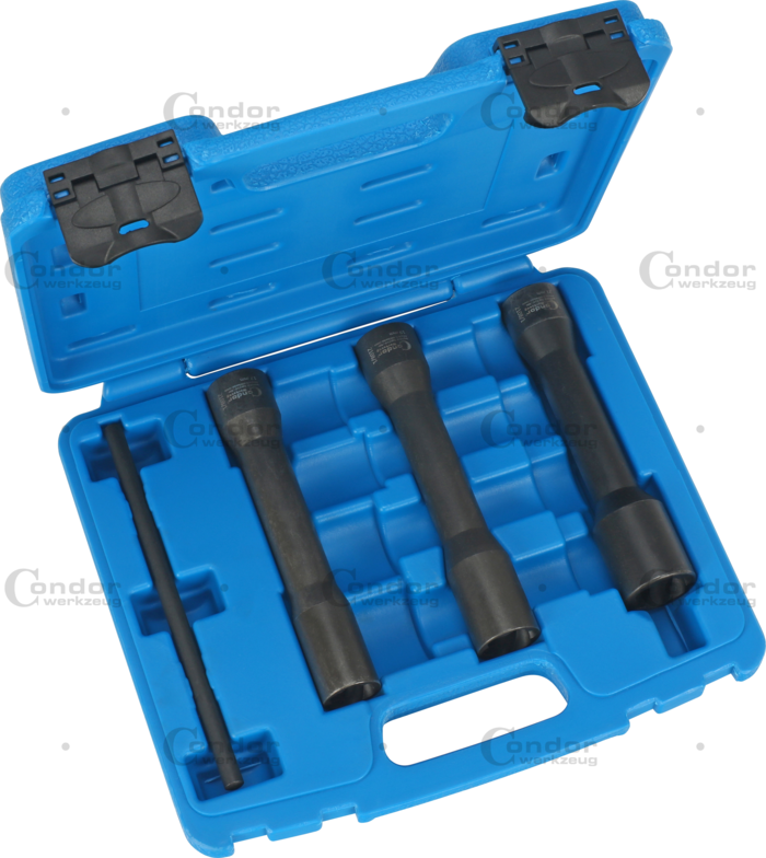 Specialhylsor, vriden profil, 4 delar., 1/2", 150 mm, 17-21 mm